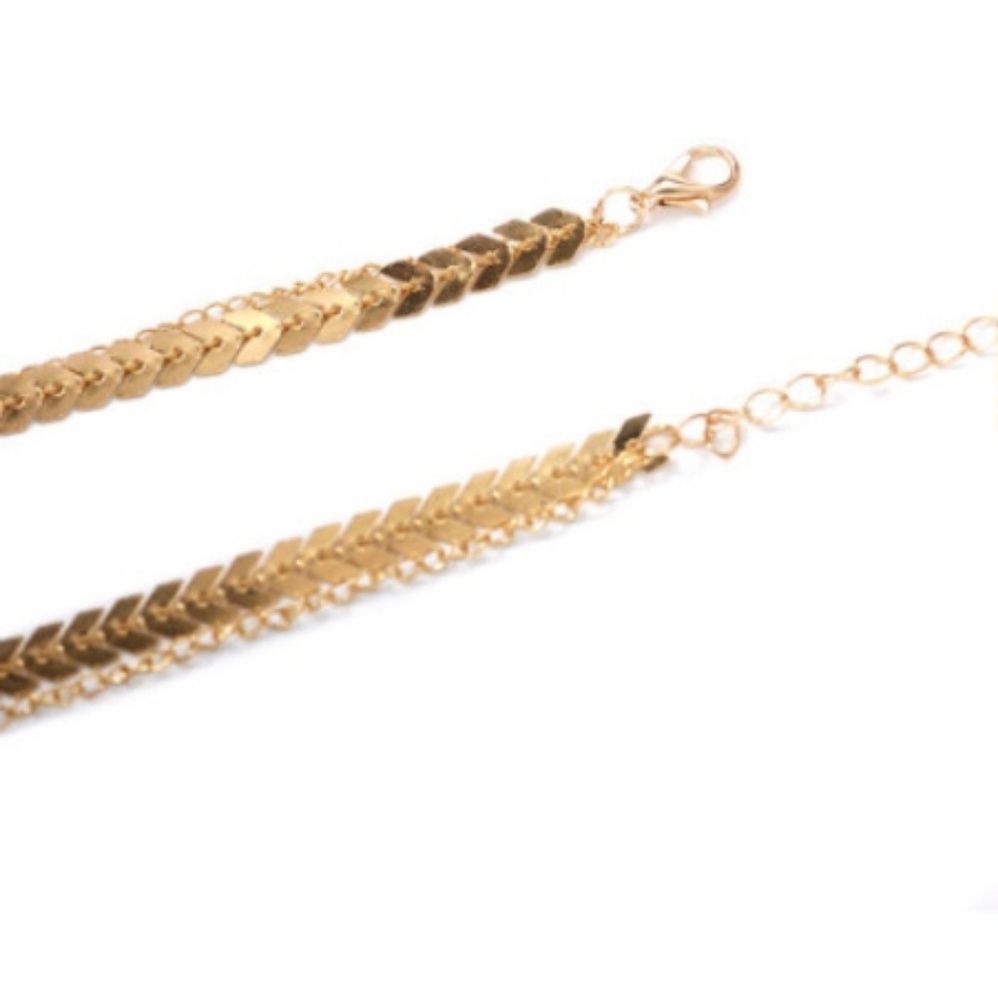 NEW Gold Layered Fishbone Choker Necklace - Picture 3 of 5